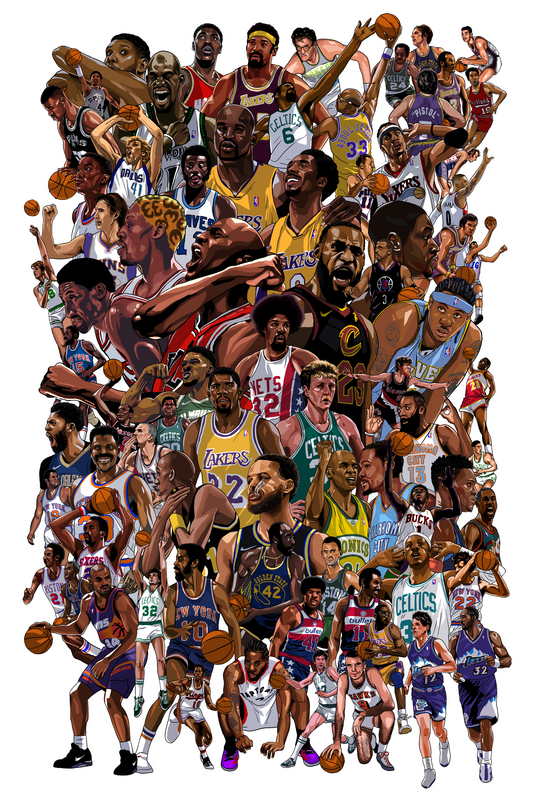 NBA 75 Illustration 11x17