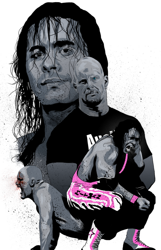 Rivalries: Bret Hart vs Stone Cold Steve Austin Print 11x17
